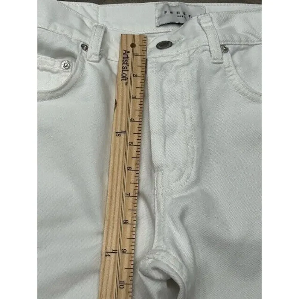 Sandro Paris Womens Droit Jeans Slim Straight Leg Button Fly Denim White Size 32